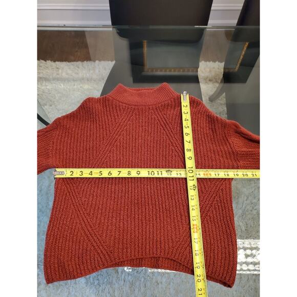 BP. Women's Red Cotton Long Sleeve Mock Neck Pullover Knit Sweater Size 2XS - Picture 11 of 12